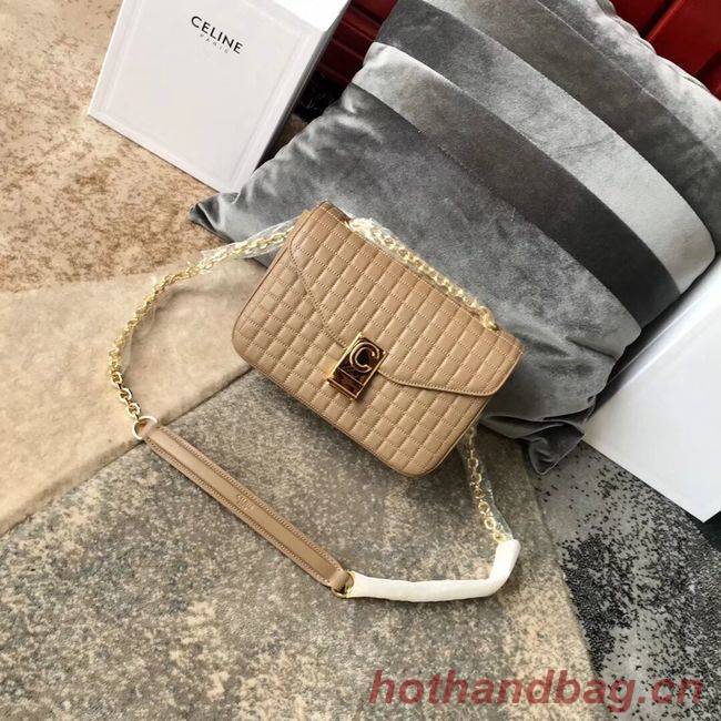 CELINE MEDIUM C BAG IN BICOLOUR QUILTED CALFSKIN CL87253 Camel CELINE MEDIUM C BAG IN BICOLOUR QUILTED CALFSKIN CL87253 Camel