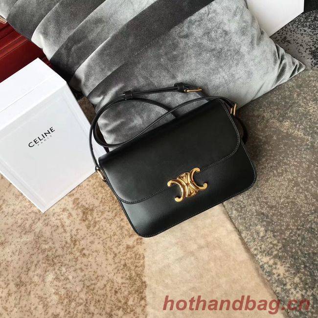 CELINE MEDIUM TRIOMPHE BAG IN SHINY CALFSKIN CL87363 BLACK CELINE MEDIUM TRIOMPHE BAG IN SHINY CALFSKIN CL87363 BLACK