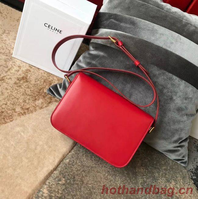 CELINE MEDIUM TRIOMPHE BAG IN SHINY CALFSKIN CL87363 RED CELINE MEDIUM TRIOMPHE BAG IN SHINY CALFSKIN CL87363 RED