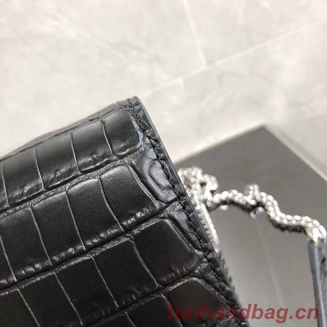 SAINT LAURENT Kate crocodile-embossed leather cross-body bag 452159 black SAINT LAURENT Kate crocodile-embossed leather cross-body bag 452159 black