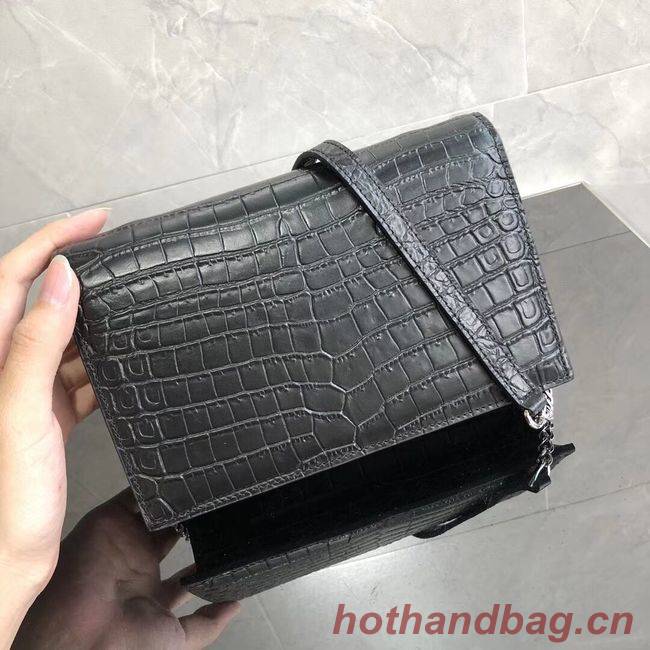 SAINT LAURENT Kate crocodile-embossed leather cross-body bag 452159 black SAINT LAURENT Kate crocodile-embossed leather cross-body bag 452159 black