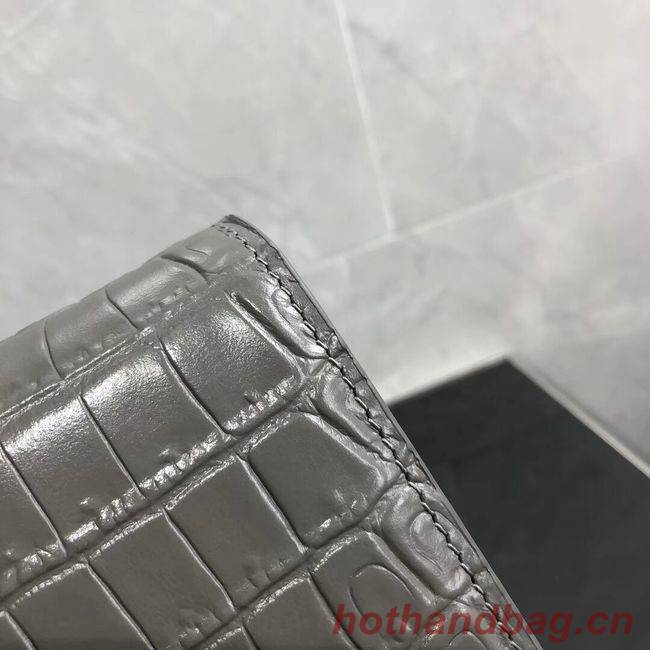 SAINT LAURENT Kate crocodile-embossed leather cross-body bag 452159 grey SAINT LAURENT Kate crocodile-embossed leather cross-body bag 452159 grey