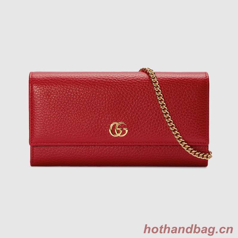 Gucci GG Marmont leather chain wallet 546585 Hibiscus red Gucci GG Marmont leather chain wallet 546585 Hibiscus red