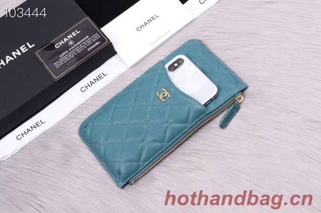 Chanel classic pouch Grained Calfskin& Gold-Tone Metal A84402 sky blue