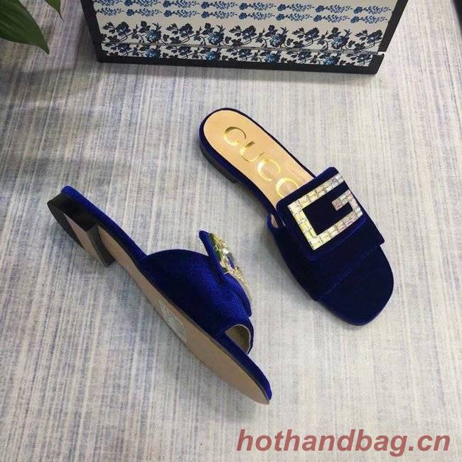 Gucci Velvet slide with crystal G GG1470BL-3 Gucci Velvet slide with crystal G GG1470BL-3
