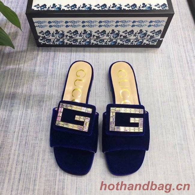 Gucci Velvet slide with crystal G GG1470BL-3 Gucci Velvet slide with crystal G GG1470BL-3