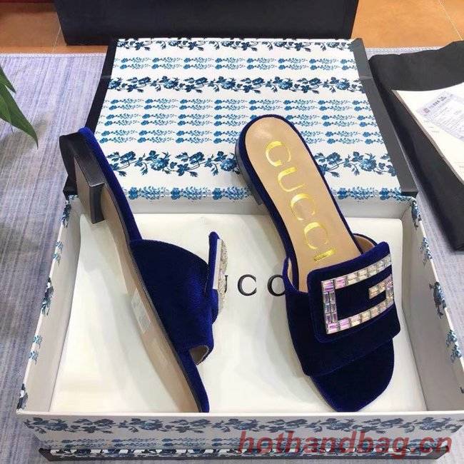 Gucci Velvet slide with crystal G GG1470BL-3 Gucci Velvet slide with crystal G GG1470BL-3