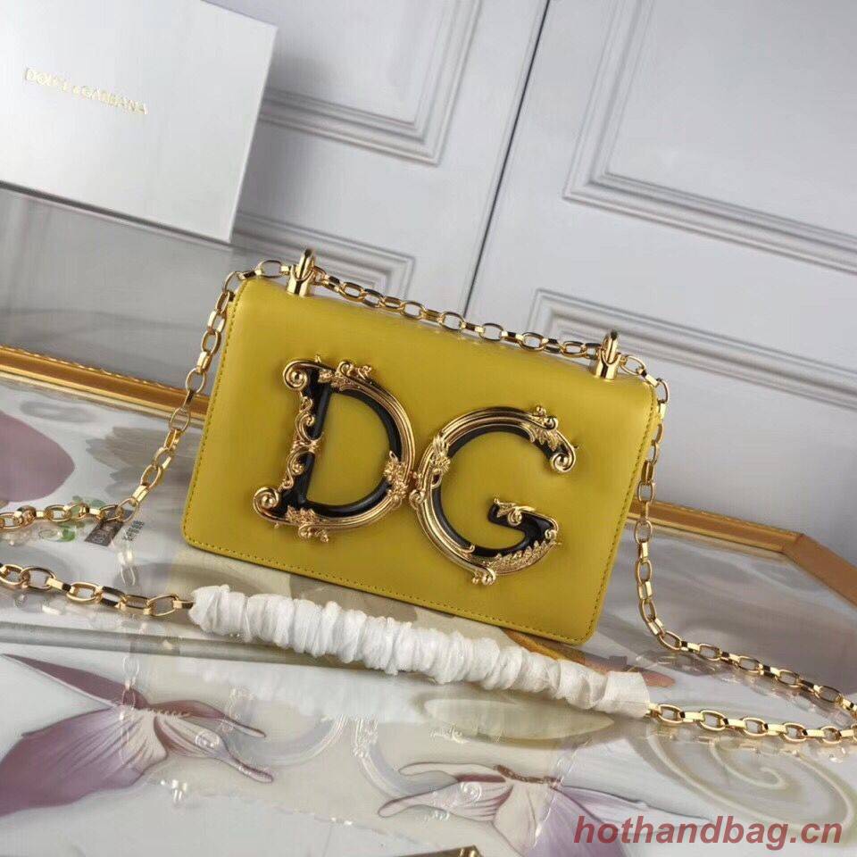 Dolce & Gabbana Original Leather Shoulder Bag BB6315 Yellow Dolce & Gabbana Original Leather Shoulder Bag BB6315 Yellow