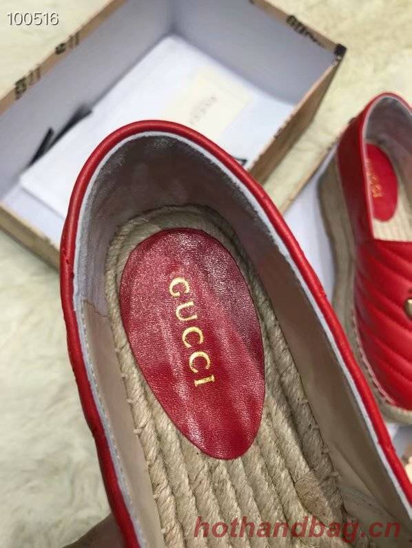 Gucci Chevron leather espadrille with Double G GG1507LRF red Gucci Chevron leather espadrille with Double G GG1507LRF red