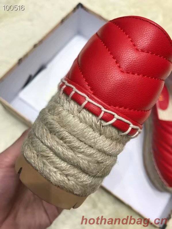 Gucci Chevron leather espadrille with Double G GG1507LRF red Gucci Chevron leather espadrille with Double G GG1507LRF red