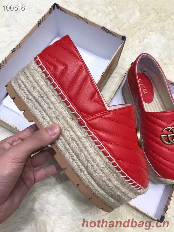 Gucci Chevron leather espadrille with Double G GG1507LRF red Gucci Chevron leather espadrille with Double G GG1507LRF red