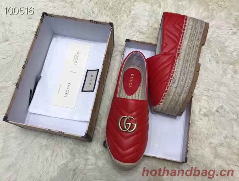 Gucci Chevron leather espadrille with Double G GG1507LRF red Gucci Chevron leather espadrille with Double G GG1507LRF red