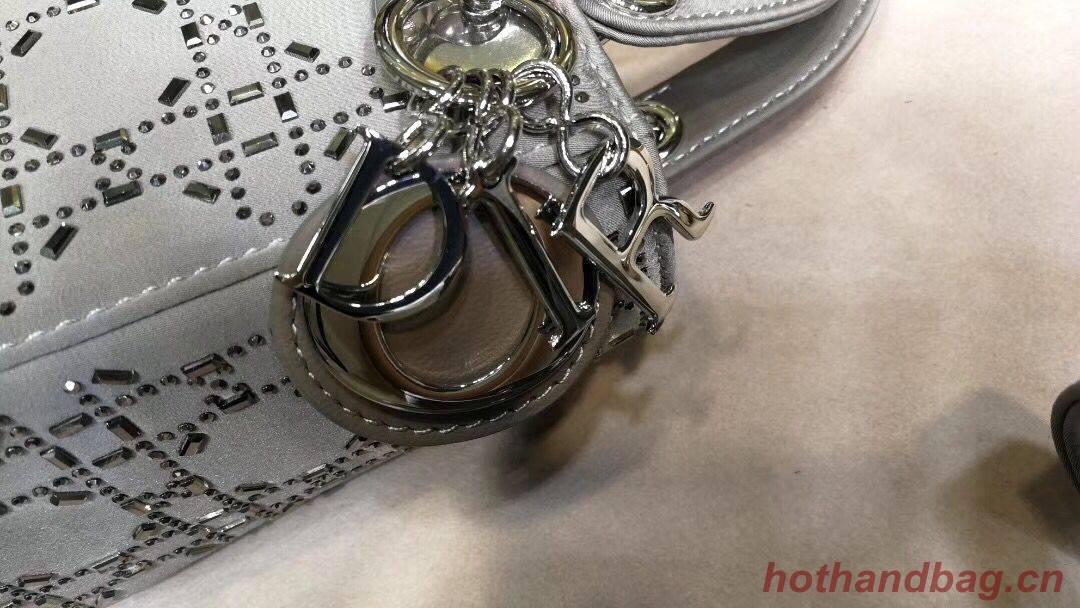 Dior Lady Original Silk Satin-Encrusted Satchel Bag 2369 Gray Dior Lady Original Silk Satin-Encrusted Satchel Bag 2369 Gray
