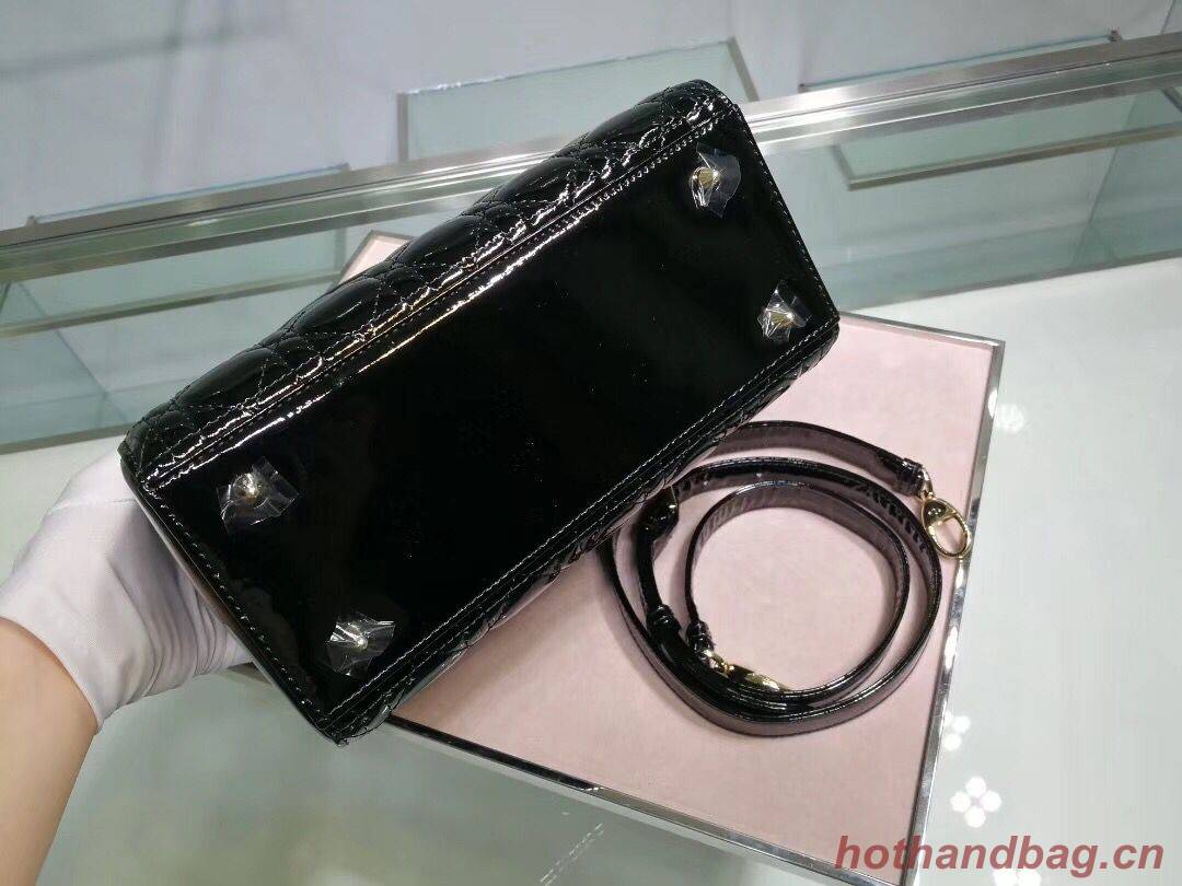 Lady Dior Bag Patent Cannage Calfskin Original Leather CAL44550 Black Lady Dior Bag Patent Cannage Calfskin Original Leather CAL44550 Black