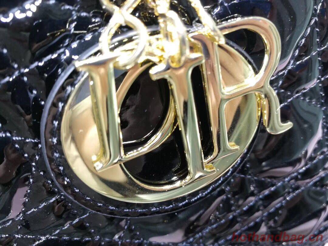 Lady Dior Bag Patent Cannage Calfskin Original Leather CAL44550 Black Lady Dior Bag Patent Cannage Calfskin Original Leather CAL44550 Black