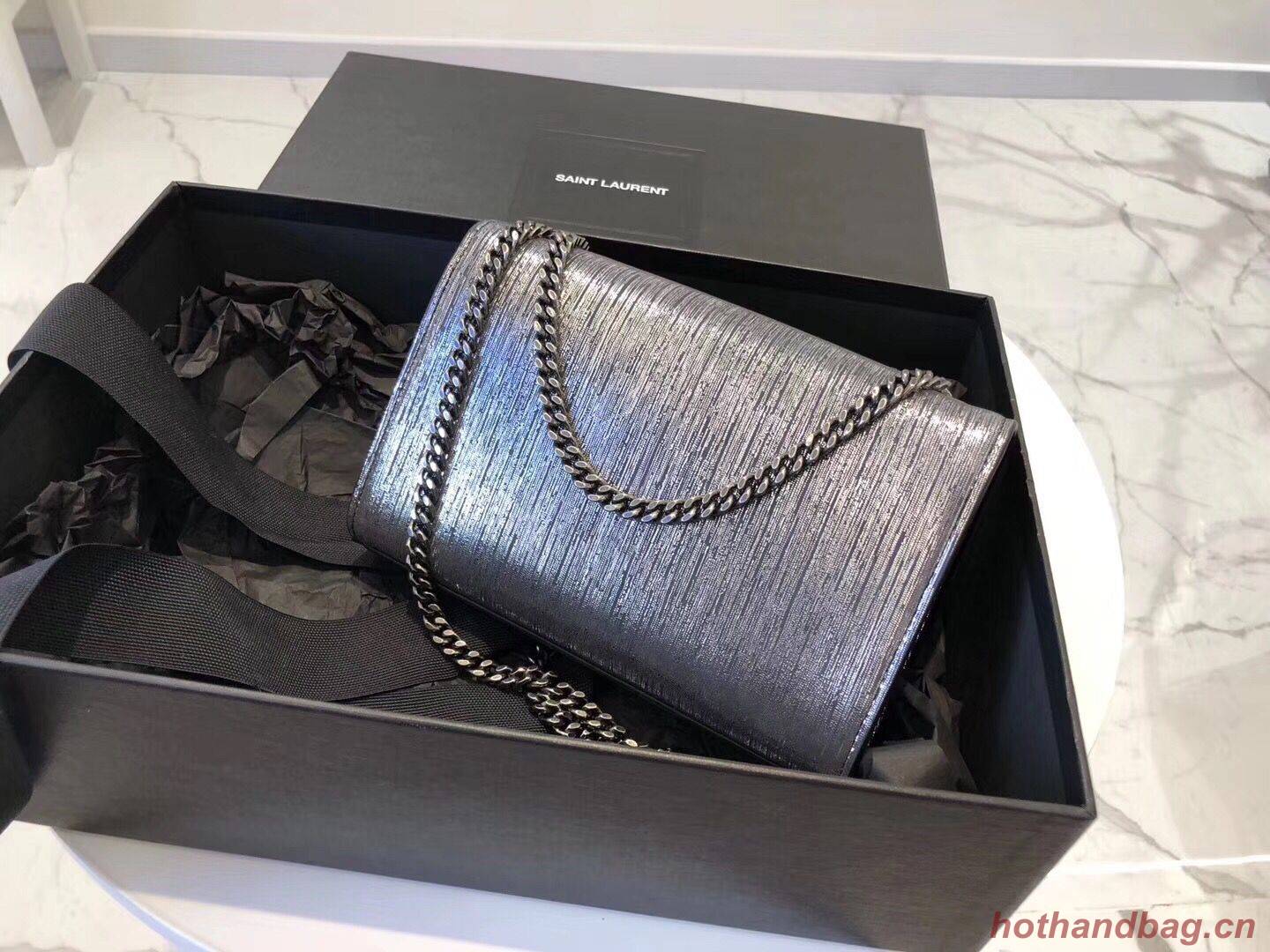 SAINT LAURENT Kate Silver Wire croc-embossed Shoulder Bag 474366 Silver SAINT LAURENT Kate Silver Wire croc-embossed Shoulder Bag 474366 Silver