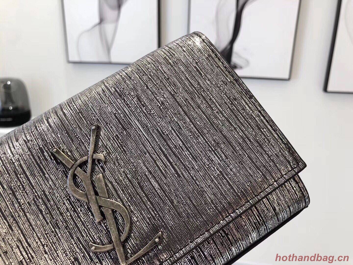 SAINT LAURENT Kate Silver Wire croc-embossed Shoulder Bag 474366 Silver SAINT LAURENT Kate Silver Wire croc-embossed Shoulder Bag 474366 Silver