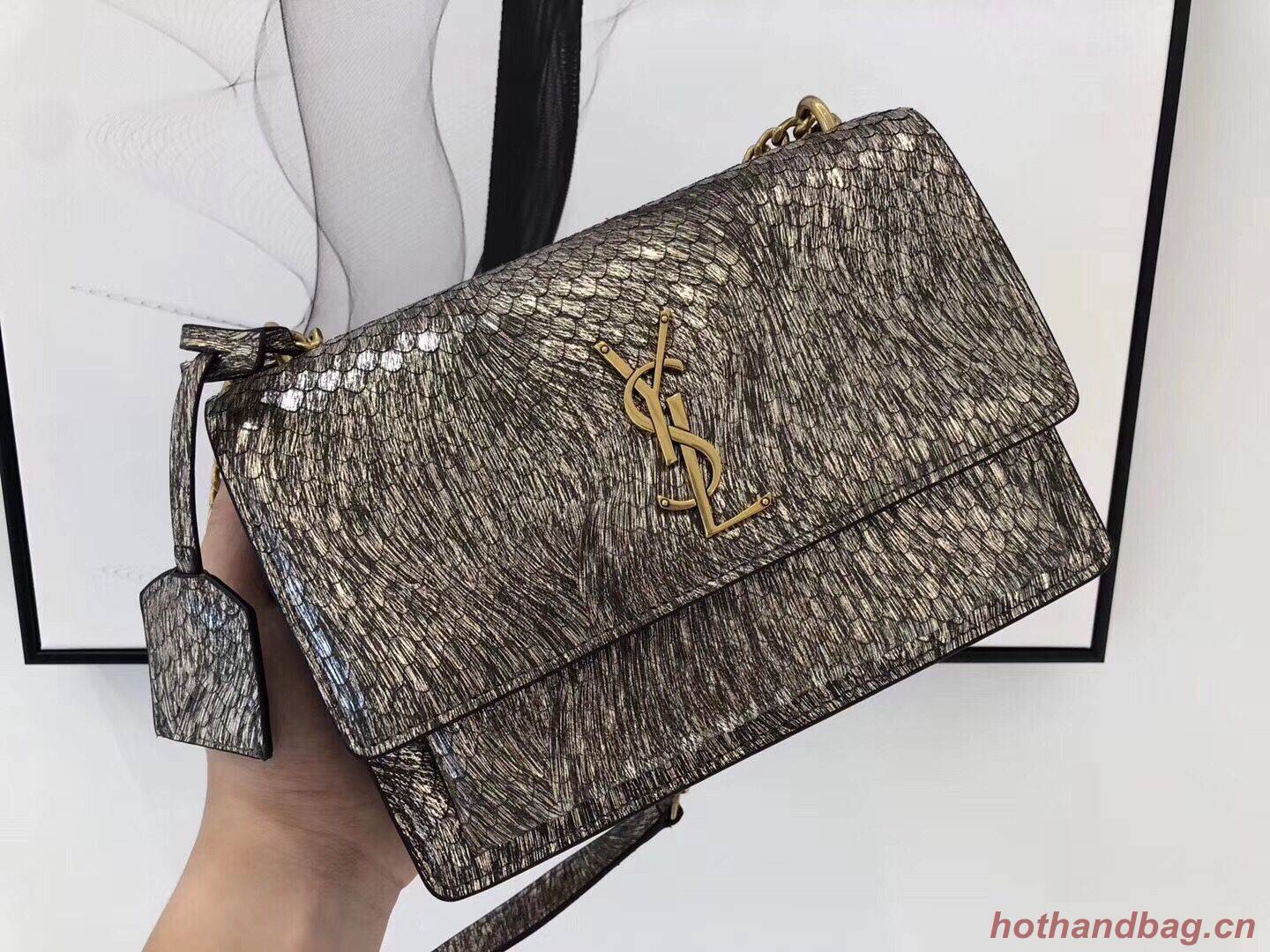 SAINT LAURENT Monogram Sunset medium Snake Leather cross-body Bag 442906 Gold SAINT LAURENT Monogram Sunset medium Snake Leather cross-body Bag 442906 Gold