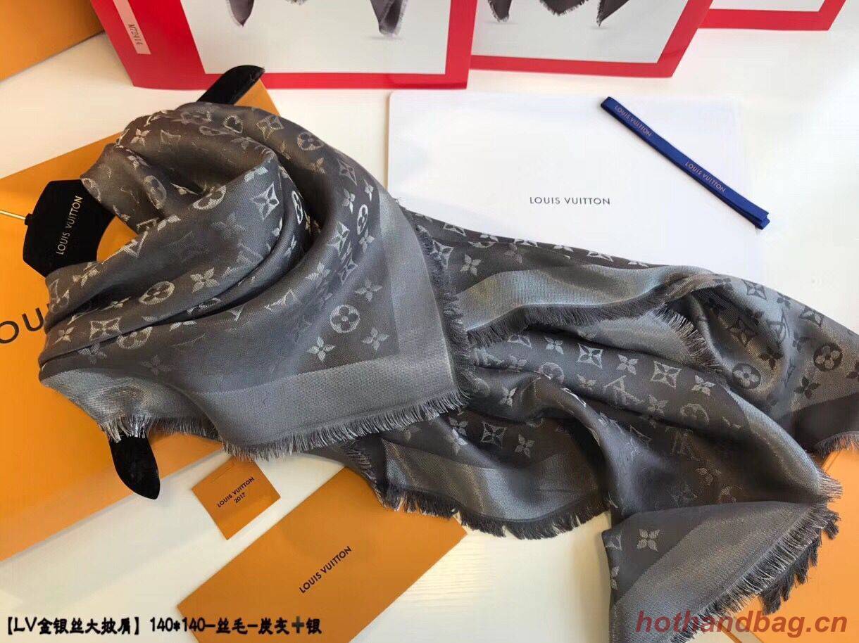 Louis Vuitton MONACO SQUARE Monogram flower pattern silk M71151 Gray Louis Vuitton MONACO SQUARE Monogram flower pattern silk M71151 Gray