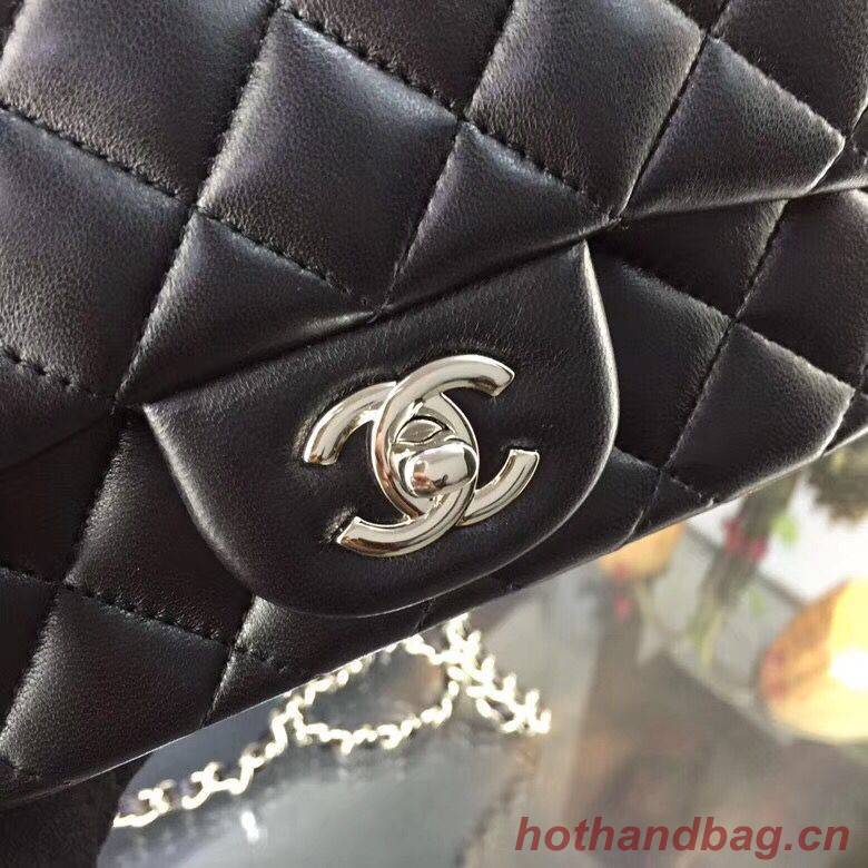 Chanel Classic MINI Flap Bag Original Sheepskin Leather A1115 Black Sliver Chain Chanel Classic MINI Flap Bag Original Sheepskin Leather A1115 Black Sliver Chain