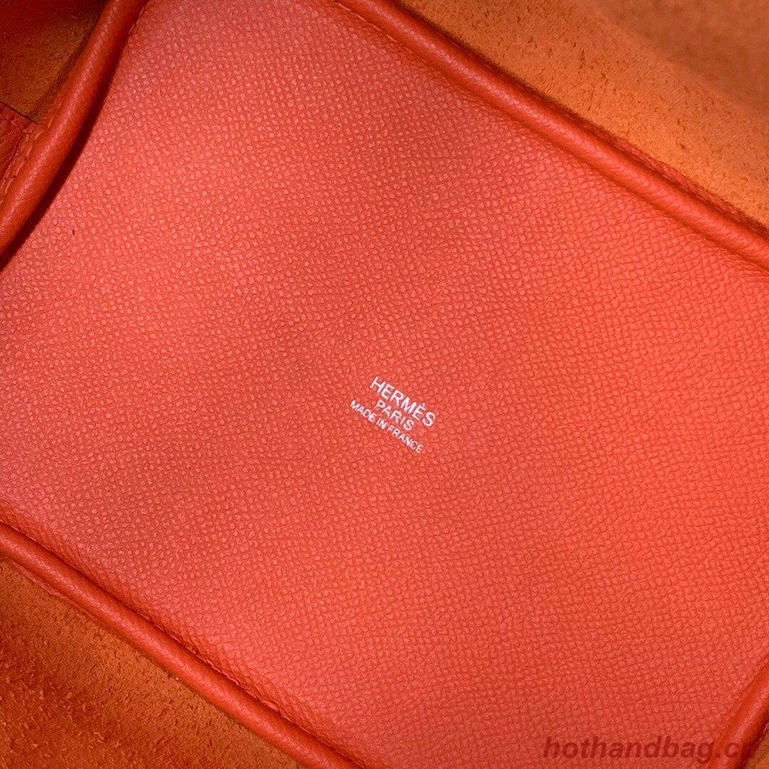 Hermes Picotin Lock PM Taurillon Epsom Leather Orange 9809 Silver Hermes Picotin Lock PM Taurillon Epsom Leather Orange 9809 Silver