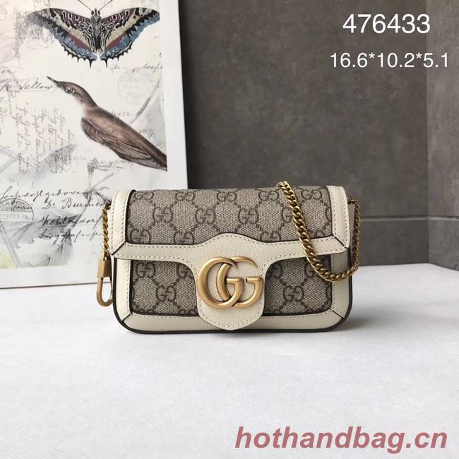 Gucci GG Supreme canvas 476433 Mini Shoulder Bag white Gucci GG Supreme canvas 476433 Mini Shoulder Bag white