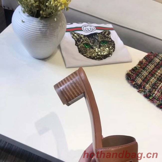 Hermes lady leather Slipper HO815HMJ Heel high 5CM brown Hermes lady leather Slipper HO815HMJ Heel high 5CM brown