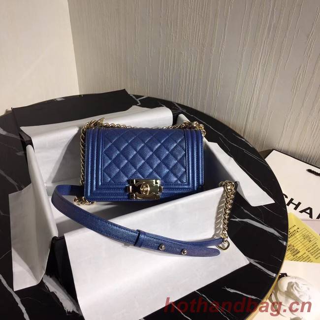 Boy Chanel Flap Shoulder Bag Original Leather Blue A67085 Gold Boy Chanel Flap Shoulder Bag Original Leather Blue A67085 Gold