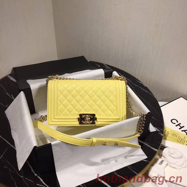 Chanel Le Boy Flap Shoulder Bag Original Leather Yellow A67086 Gold Chanel Le Boy Flap Shoulder Bag Original Leather Yellow A67086 Gold