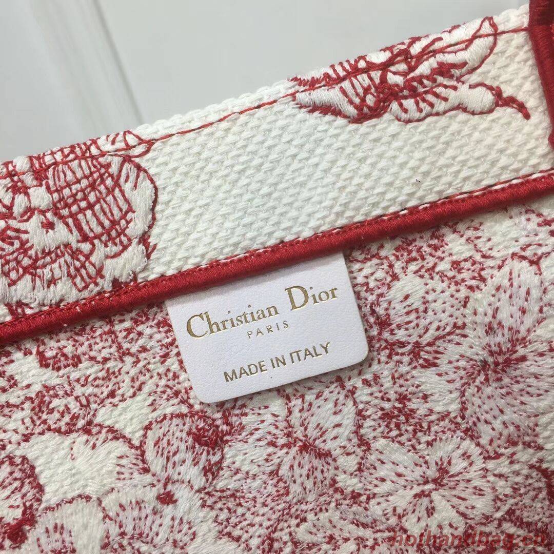 DIOR BOOK TOTE BAG IN EMBROIDERED CANVAS C1286 Pink DIOR BOOK TOTE BAG IN EMBROIDERED CANVAS C1286 Pink