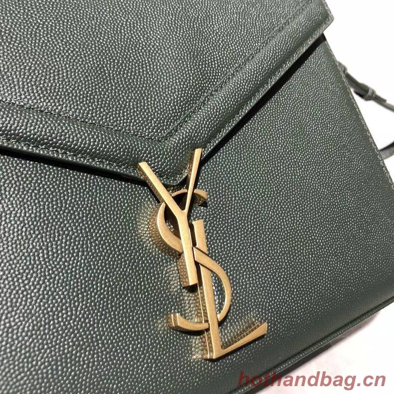 Yves Saint Laurent CASSANDRA TOP HANDLE MEDIUM BAG IN GRAIN DE POUDRE EMBOSSED LEATHER Y578000 Green Yves Saint Laurent CASSANDRA TOP HANDLE MEDIUM BAG IN GRAIN DE POUDRE EMBOSSED LEATHER Y578000 Green