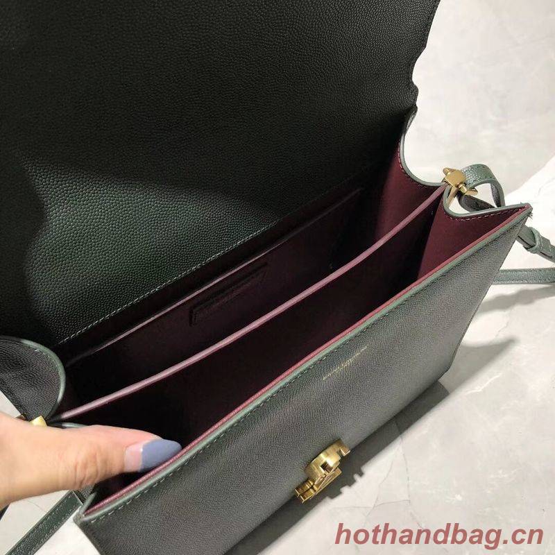 Yves Saint Laurent CASSANDRA TOP HANDLE MEDIUM BAG IN GRAIN DE POUDRE EMBOSSED LEATHER Y578000 Green Yves Saint Laurent CASSANDRA TOP HANDLE MEDIUM BAG IN GRAIN DE POUDRE EMBOSSED LEATHER Y578000 Green