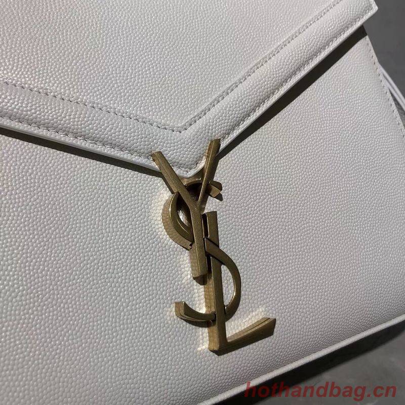 Yves Saint Laurent CASSANDRA TOP HANDLE MEDIUM BAG IN GRAIN DE POUDRE EMBOSSED LEATHER Y578000 White Yves Saint Laurent CASSANDRA TOP HANDLE MEDIUM BAG IN GRAIN DE POUDRE EMBOSSED LEATHER Y578000 White