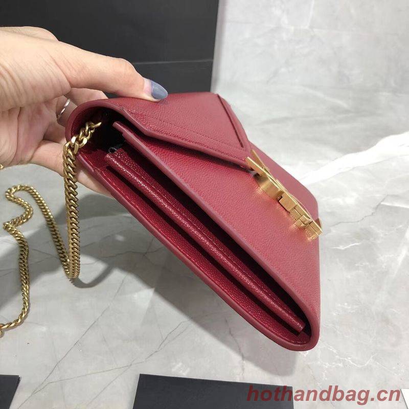 CASSANDRA MONOGRAM CLASP BAG IN GRAIN DE POUDRE EMBOSSED LEATHER Y582334 Red CASSANDRA MONOGRAM CLASP BAG IN GRAIN DE POUDRE EMBOSSED LEATHER Y582334 Red