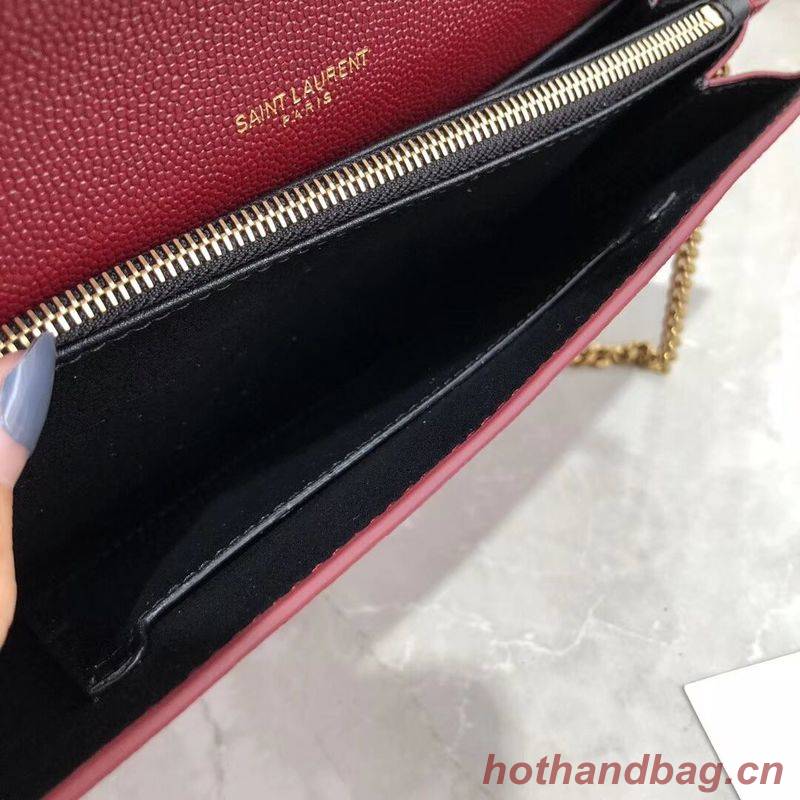 CASSANDRA MONOGRAM CLASP BAG IN GRAIN DE POUDRE EMBOSSED LEATHER Y582334 Red CASSANDRA MONOGRAM CLASP BAG IN GRAIN DE POUDRE EMBOSSED LEATHER Y582334 Red