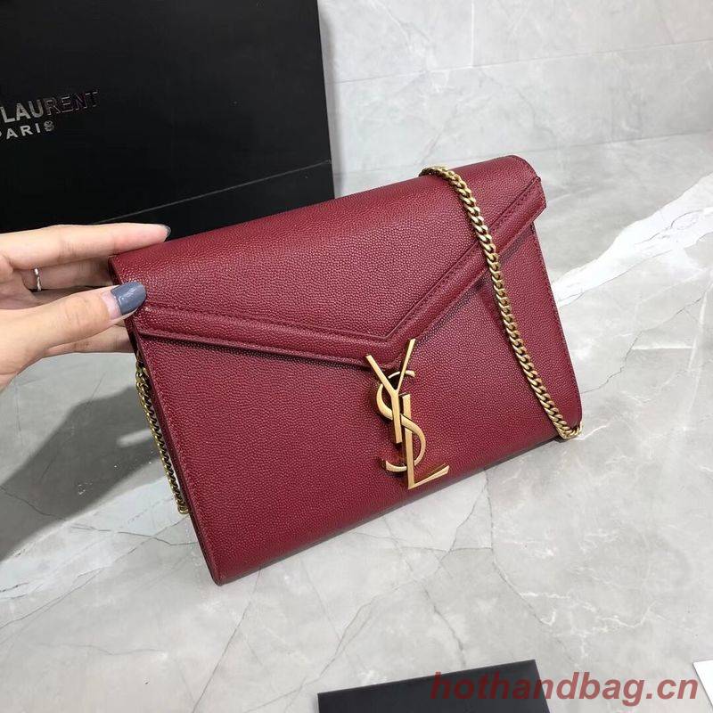 CASSANDRA MONOGRAM CLASP BAG IN GRAIN DE POUDRE EMBOSSED LEATHER Y582334 Red CASSANDRA MONOGRAM CLASP BAG IN GRAIN DE POUDRE EMBOSSED LEATHER Y582334 Red