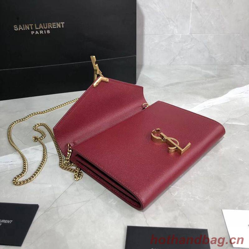 CASSANDRA MONOGRAM CLASP BAG IN GRAIN DE POUDRE EMBOSSED LEATHER Y582334 Red CASSANDRA MONOGRAM CLASP BAG IN GRAIN DE POUDRE EMBOSSED LEATHER Y582334 Red