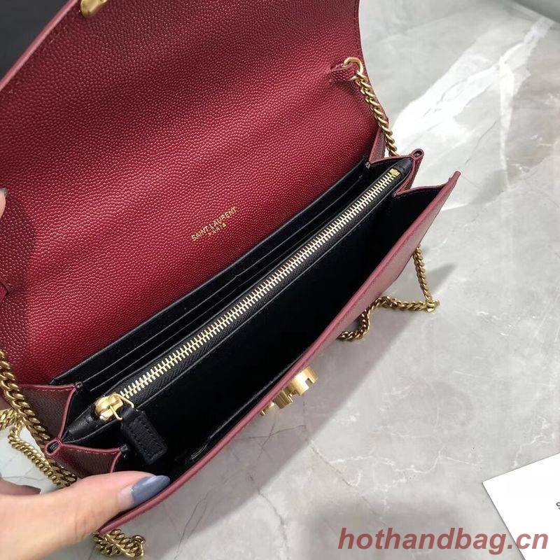 CASSANDRA MONOGRAM CLASP BAG IN GRAIN DE POUDRE EMBOSSED LEATHER Y582334 Red CASSANDRA MONOGRAM CLASP BAG IN GRAIN DE POUDRE EMBOSSED LEATHER Y582334 Red