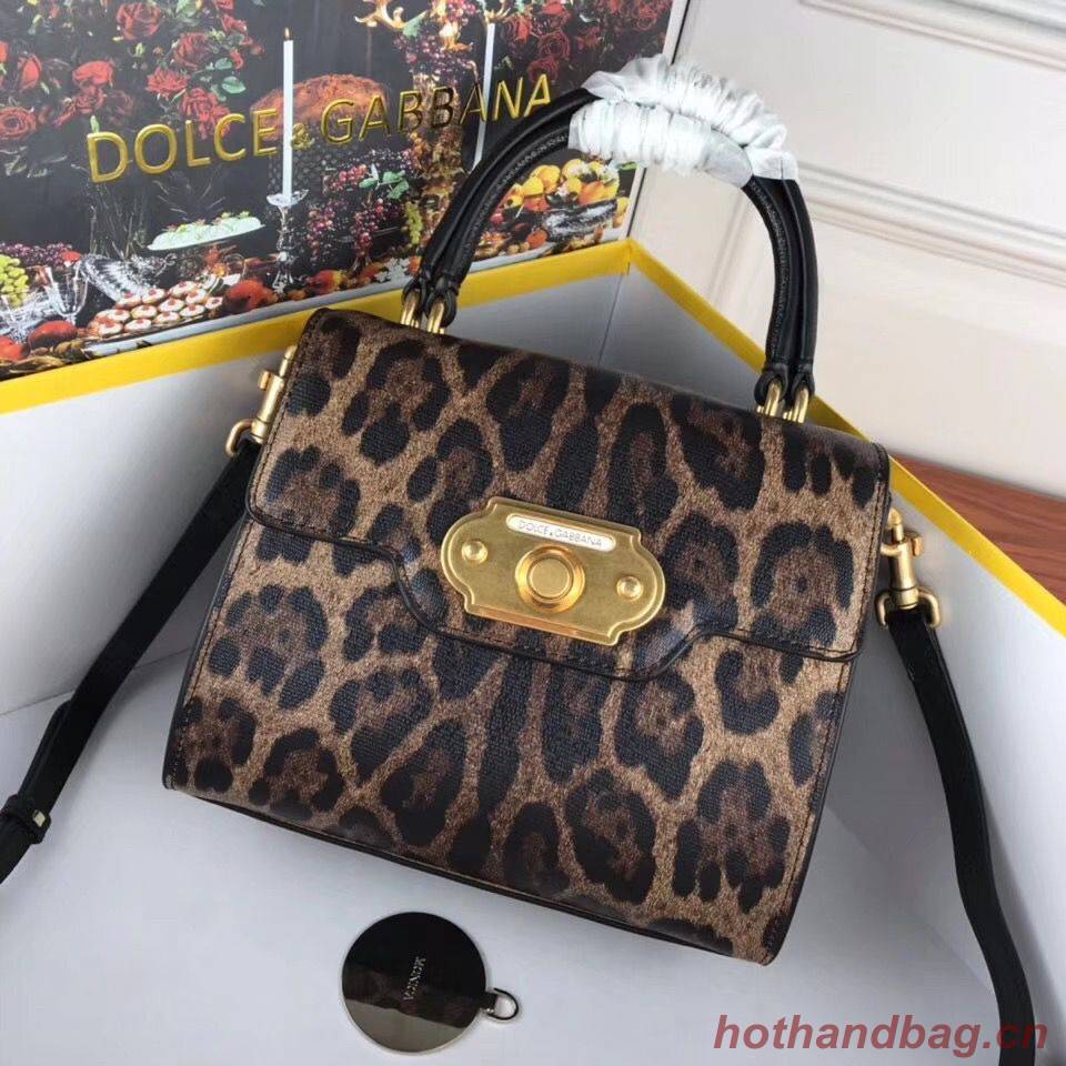 Dolce & Gabbana Leopard Leather Top Handle Bag DG8588 Brown Dolce & Gabbana Leopard Leather Top Handle Bag DG8588 Brown