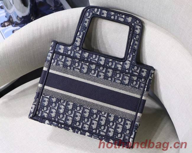 DIOR TOTE BAG IN EMBROIDERED CANVAS C1288 blue