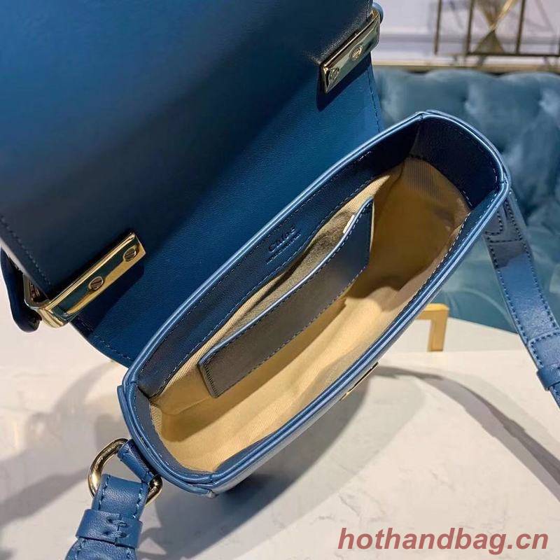 Chloe Original Calfskin Leather Top Handle Small Bag 3S030 Blue Chloe Original Calfskin Leather Top Handle Small Bag 3S030 Blue