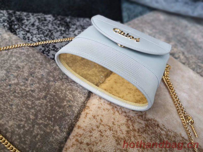 Chloe Small Aby Lock Chain Bag in Embossed Lizard Effect on Calfskin & Goatskin 3S035 Light Blue Chloe Small Aby Lock Chain Bag in Embossed Lizard Effect on Calfskin & Goatskin 3S035 Light Blue