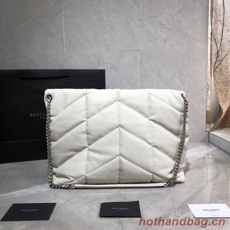 Yves Saint Laurent LOULOU PUFFER MEDIUM BAG IN QUILTED CRINKLED MATTE LEATHER Y577475 White Yves Saint Laurent LOULOU PUFFER MEDIUM BAG IN QUILTED CRINKLED MATTE LEATHER Y577475 White