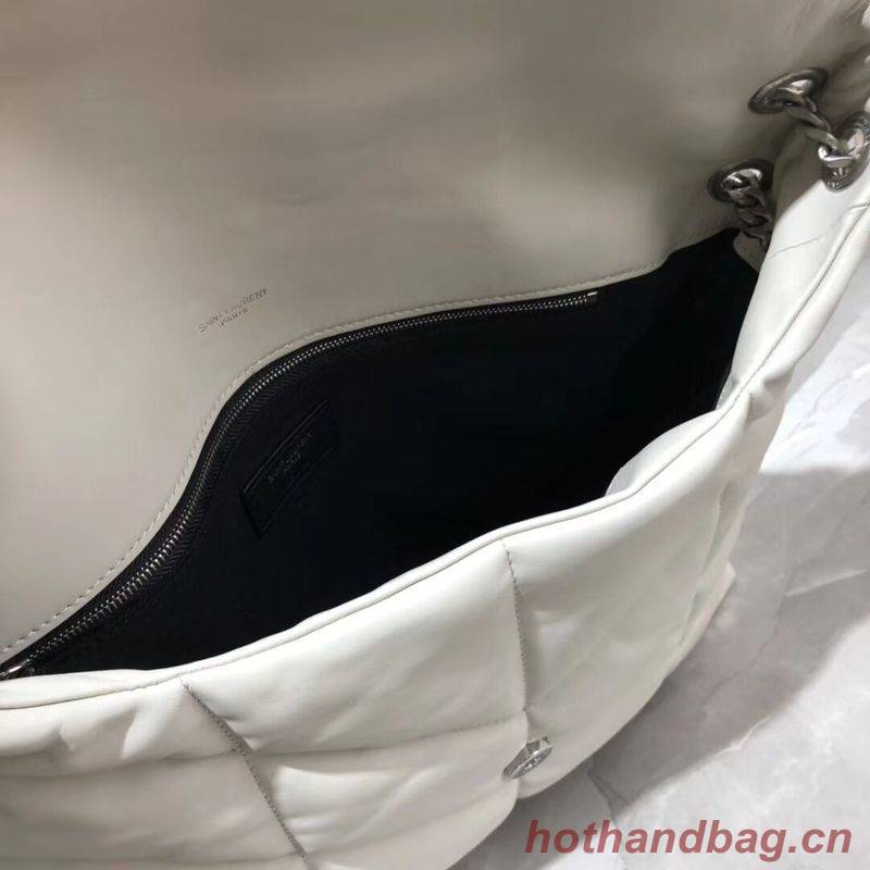 Yves Saint Laurent LOULOU PUFFER MEDIUM BAG IN QUILTED CRINKLED MATTE LEATHER Y577475 White Yves Saint Laurent LOULOU PUFFER MEDIUM BAG IN QUILTED CRINKLED MATTE LEATHER Y577475 White