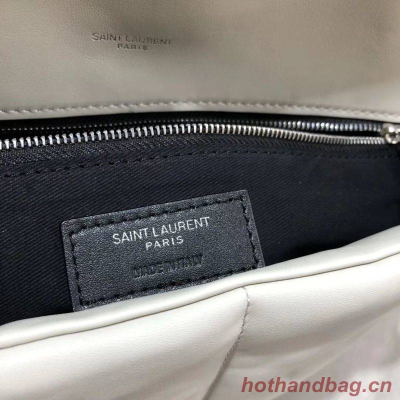 Yves Saint Laurent LOULOU PUFFER MEDIUM BAG IN QUILTED CRINKLED MATTE LEATHER Y577475 White Yves Saint Laurent LOULOU PUFFER MEDIUM BAG IN QUILTED CRINKLED MATTE LEATHER Y577475 White