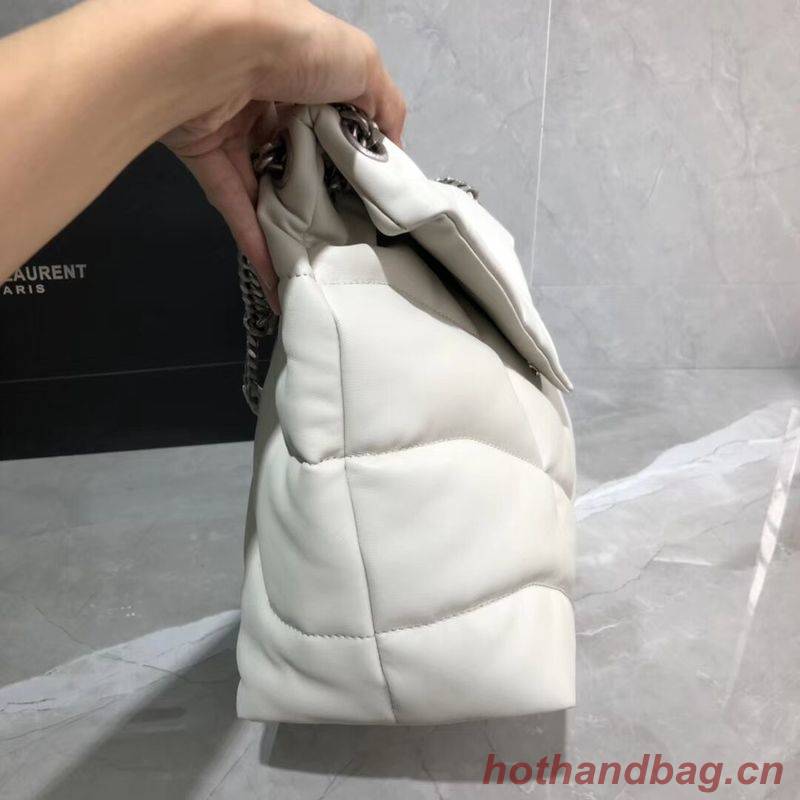 Yves Saint Laurent LOULOU PUFFER MEDIUM BAG IN QUILTED CRINKLED MATTE LEATHER Y577475 White Yves Saint Laurent LOULOU PUFFER MEDIUM BAG IN QUILTED CRINKLED MATTE LEATHER Y577475 White