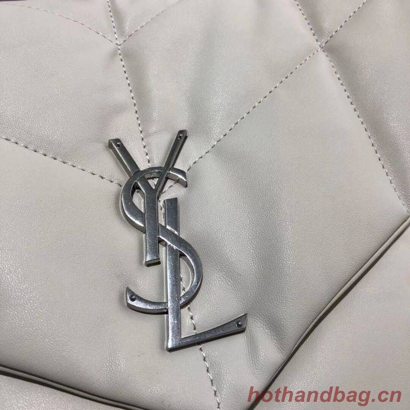Yves Saint Laurent LOULOU PUFFER MEDIUM BAG IN QUILTED CRINKLED MATTE LEATHER Y577475 White Yves Saint Laurent LOULOU PUFFER MEDIUM BAG IN QUILTED CRINKLED MATTE LEATHER Y577475 White