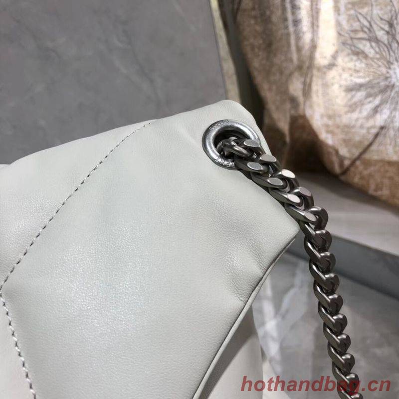 Yves Saint Laurent LOULOU PUFFER MEDIUM BAG IN QUILTED CRINKLED MATTE LEATHER Y577475 White Yves Saint Laurent LOULOU PUFFER MEDIUM BAG IN QUILTED CRINKLED MATTE LEATHER Y577475 White