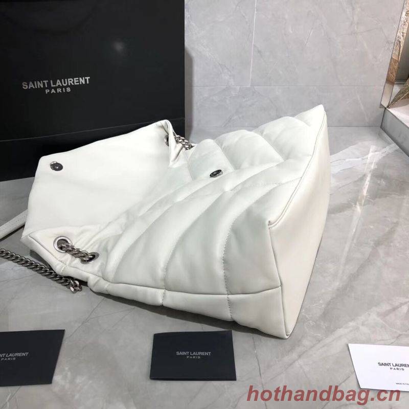 Yves Saint Laurent LOULOU PUFFER MEDIUM BAG IN QUILTED CRINKLED MATTE LEATHER Y577475 White Yves Saint Laurent LOULOU PUFFER MEDIUM BAG IN QUILTED CRINKLED MATTE LEATHER Y577475 White