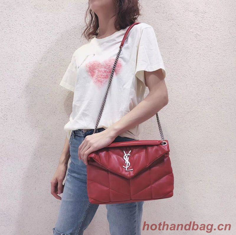 Yves Saint Laurent LOULOU PUFFER SMALL BAG IN QUILTED CRINKLED MATTE LEATHER Y577476 Red Yves Saint Laurent LOULOU PUFFER SMALL BAG IN QUILTED CRINKLED MATTE LEATHER Y577476 Red